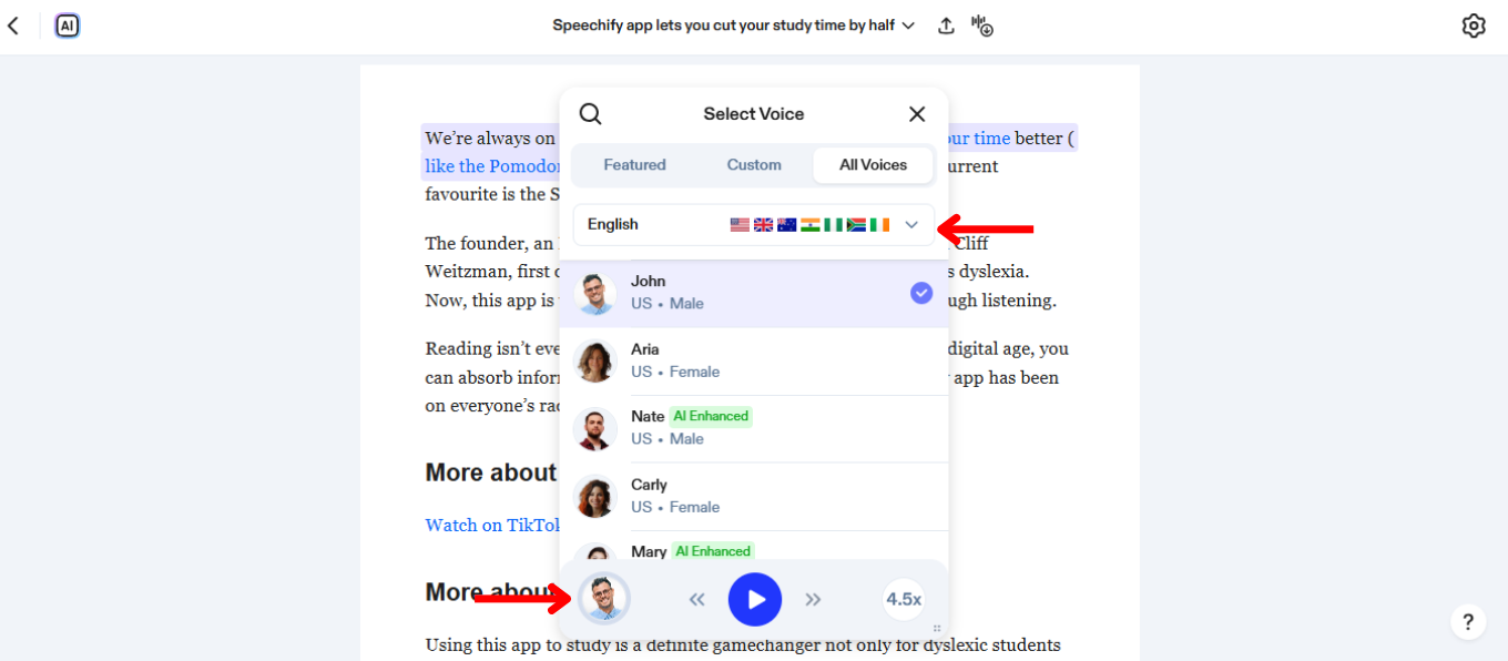 How to Change the Language on the Speechify Web App